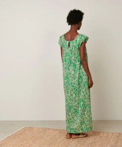 Hartford Robe Longue Roma Imprimé 'Fleurs Indiennes' Vert -castorama shop 3616192098885 3 356b