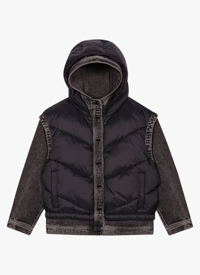 Maje BACILLY - Blouson Bi-matière | Noir 5 Maje BACILLY - Blouson Bi-matière | Noir – Image 3