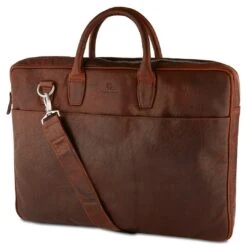 Lucleon Montreal - Sac Pro En Cuir Marron à Double Fermeture