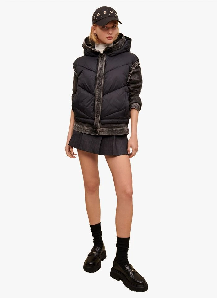 Maje BACILLY - Blouson Bi-matière | Noir 11 Maje BACILLY - Blouson Bi-matière | Noir – Image 9