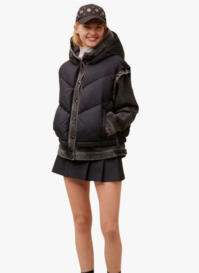 Maje BACILLY - Blouson Bi-matière | Noir 12 Maje BACILLY - Blouson Bi-matière | Noir – Image 10