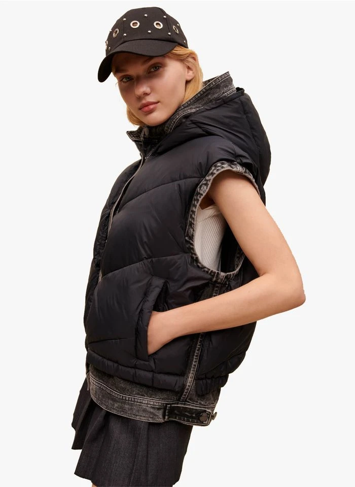 Maje BACILLY - Blouson Bi-matière | Noir 4 Maje BACILLY - Blouson Bi-matière | Noir – Image 2