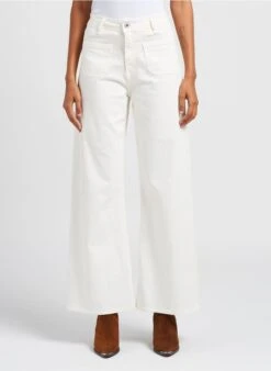 Please Jean Large Taille Haute En Coton | Beige