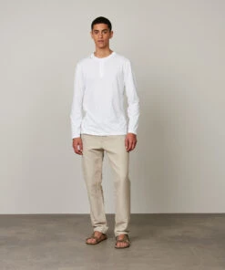 Hartford Tee-shirt Henley En Jersey Slub Blanc -castorama shop AZ70303 01 1 da2d
