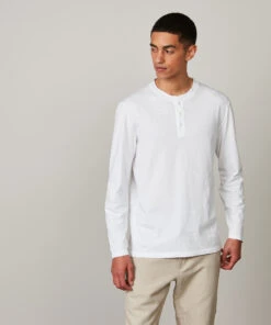 Hartford Tee-shirt Henley En Jersey Slub Blanc