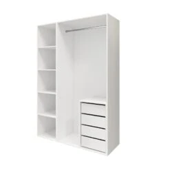 Castorama Dressing Blanc 4 Tablettes 4 Tiroirs GoodHome Atomia H. 225 X L. 150 X P. 58 Cm