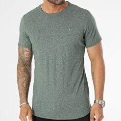 Tee Shirt Slim Jaspe 9586 Vert Kaki Chiné