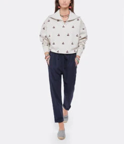 Pantalon Fin Draper Coton Bleu Navy 9 Pantalon Fin Draper Coton Bleu Navy -castorama shop xiren look20220125 324